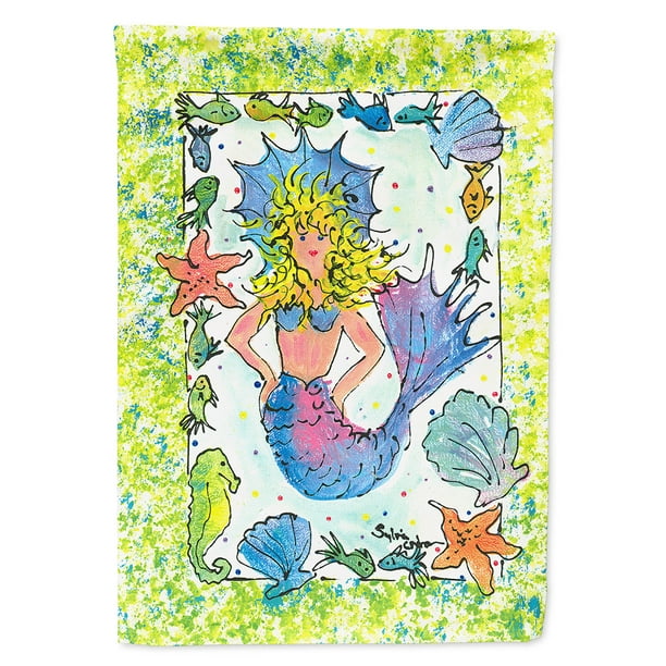 pingpi Watercolor Mermaid Double-Sided Burlap Garden Flag 12.5" W x 18" H